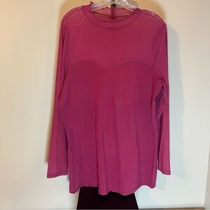Torrid Fuchsia Long Sleeve Top with Mesh Accent